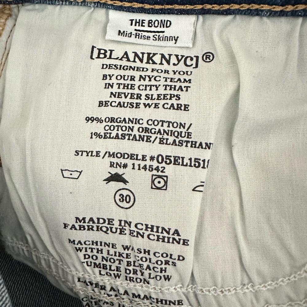 Blank NYC Blue Mid-Rise Skinny Organic Cotton Raw Hem Denim Jeans Size 30 - Picture 11 of 13